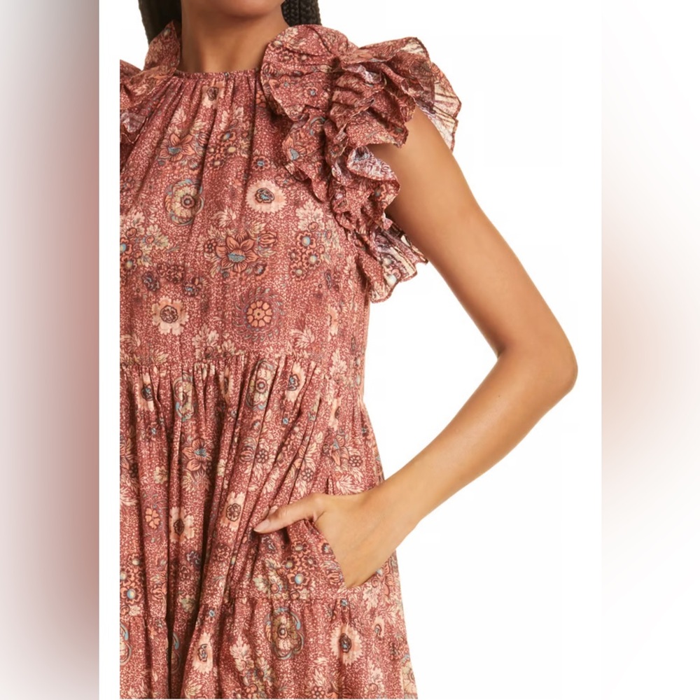 Ulla Johnson Adele Flutter Sleeve Mini Dress In R… - image 3